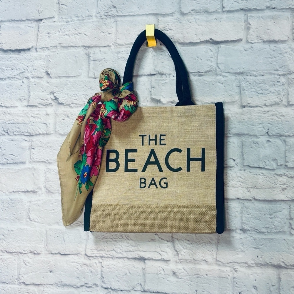 Jute Tote with Silk Scarf